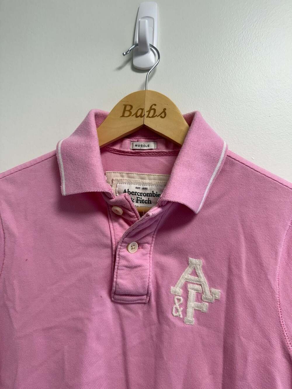 Abercrombie & Fitch Muscle Fit Polo Size S Pink Logo